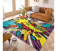 Générique Lavables Tapis de Salon Motif Big Bang Dessin Animé, 60x90 cm Entretien Facile Intérieur Moquette - Coloré Petit Tapis Poils Ras Antidérapant pour Chambre d'enfant et Adulte