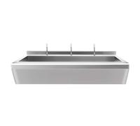 Générique Lavabo collectif en Acier Inoxydable avec robinets et dosseret, Lave-Mains Mural allongé, Lave-Mains collectif à Plusieurs postes pour Usage Commercial destiné aux Restaurants, aux écoles