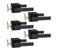 Générique Levier De Porte Carré Robuste Noir Mat, Sans Clé, Paquet De 5 | Rangement dans la chambre à coucher, verrouillage par bouton, accès d'urgence, conception réversible, installation rapide