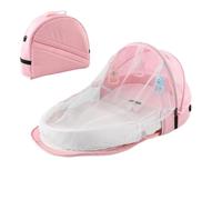 Générique Lit de Pliable pour bébé avec auvent en Filet 0-18 Mois (Rose) | Couffin de lit de , pliable et portable, sac à langer amovible, moustiquaire, auvent solaire, nouveau-né de 0 à 18 mois