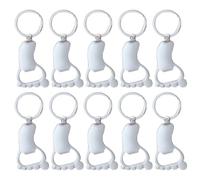 Générique Lot de 10 ouvre-bouteille décapsuleurs porte-clés résistants à l'usure, forme pied, en métal argenté, pour maison et fête
