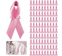 Générique Lot de 100 Broches en Forme Ruban Rose Cancer du Sein Octobre Rose De Ruban en Satin avec épingles à Nourrice Pré-DéCoupé pour la Sensibilisation au Cancer du Sein pour fête et événements