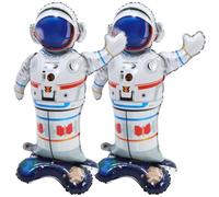 Générique Lot de 2 Ballons Astronautes Thème de L'espace en Aluminium Pa, Gonflage Rapide et Résistant aux Déchirures, Décoration pour Fête D'anniversaire Garçon