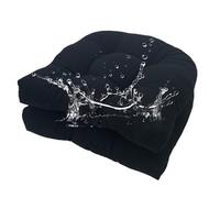 Générique Lot De 2 Coussins D'assise 48x48 Extérieur Imperméable, 10 Cm D'épaisseur Coussins De Chaise en Forme De U, Coussin D'assise Moelleux Chaise De Jardin Extérieur,Noir