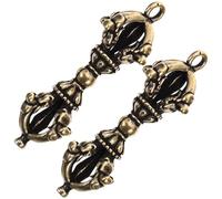 Générique Lot de 2 Mini Pilons Vajra en Laiton Décoration de Bureau Créative Ornement Unique pour Artisanat et Présent Petite Taille Compacte pour Déco Noël et Espace de Travail