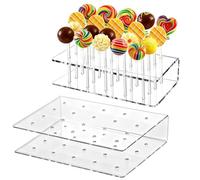Générique Lot De 2 Présentoirs À Sucettes - Support À Gâteaux En Acrylique, 15 Trous/20 Trous, Présentoir À Gâteaux En Acrylique Transparent Pour Fête De Mariage, Anniversaire, Fête Prénatale