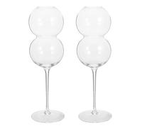 Générique Lot de 2 Verres à Vin à Pied en Verre Cristal Clair Réutilisables Design Élégant et Bouche Lisse pour Anniversaires et Événements