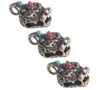 Générique Lot de 3 Pendentifs Porte-clés en Laiton Pi Yao Clochettes, Décoration Animale Artisanale, Breloques Suspendues Vintage en Métal pour Bijoux et Accessoires de Créateurs