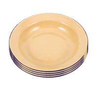 Générique Lot de 4 Assiettes Émaillées Vintage Jaune, Résistantes à L'usure, Multi-usages Cuisine et Anniversaires, Design Délicat Lignes Lisses