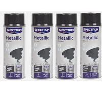 Générique Lot de 4 Bombes NOIR Métallisé Aspect BRILLANT - 400ml - Bombe Peinture Aérosol - Séchage rapide - 051