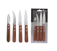 Générique Lot de 4 couteau de cuisine - 2 office - 1 eplucheur - 1 bec oiseau - Bois - 247