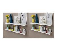Générique Lot de 4 étagères murales flottantes Blanches 100 cm, Fixation Invisible, en MDF Mat pour Livres, Objets de Collection et décorations, avec vis et Chevilles incluses.