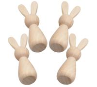 Générique Lot de 4 Figurines Lapins en Bois Non Peintes pour Loisirs Créatifs, Décoration de Table Légère et Artisanale, Poupées à Peindre Soi-même, Style Créatif et Mini
