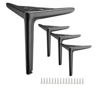 Générique Lot de 4 Pieds de Meubles en Metal, Pied de Table Modernes en Forme de Triangle Charge Jusqu'à 900 Kg, 10cm 12cm 15cm 18cm 20cm 25cm pour Bureau/Basse/Canapé/Lit/Chaise(Black,H 8''/20cm)