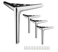 Générique Lot de 4 Pieds de Meubles en Metal, Pied de Table Modernes en Forme de Triangle Charge Jusqu'à 900 Kg, 10cm 12cm 15cm 18cm 20cm 25cm pour Bureau/Basse/Canapé/Lit/Chaise(Silver,H 5''/12cm)