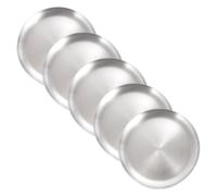 Générique Lot de 5 Assiettes de Service Rondes en Acier Inoxydable, 20cm, Résistantes Chaleur et Faciles à Nettoyer, pour Anniversaires et Repas Maison