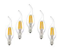Générique Lot de 5 E14 Ampoules de Bougie à Filament LED à Pointe de Flamme Dimmable 6W 600LM, Ampoule Halogène 60W Équivalente,2700K Blanc Chaud Petite Ampoule à Bougie Transparente à Vis Edison