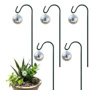 Générique Lot de 5 Mini Boules Disco sur piquets de Jardin, 3 cm/6 cm/8,9 cm, Boule Disco Miroir argentée pour jardinière, Attrape-Sun, Ornements Miroir pour Plant et Fleurs