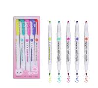 Générique Lot de 5 surligneurs à double tête, feutres fluorescents pour le dessin, stylos surligneurs, papeterie japonaise mignonne pastel