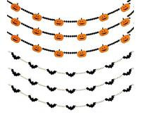 Générique Lot de 6 fanions de Halloween, Guirlande Citrouille et Chauve Souris en Feutre Bois, Style bohème, 13 x 10 cm, pour cheminée, Mur, fenêtre, décoration de Maison, fête Festive