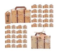 Générique Lot de 60 Mini Boîtes à Dragées de Valise, Papier Kraft Jaune Rétro avec Accessoires de Présentation, Boîtes Légères et Portables pour Présents D'anniversaire et Mariage, 8,1 X