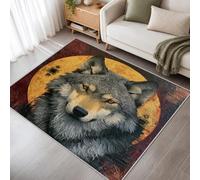 Générique Loup Tapis Salon Lavable 200x300cm, Tapis Faune Doux Poil Court Antidérapant pour Chambre Salle à Manger Cuisine Entrée