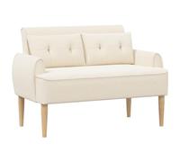 Générique Love Seat Bou rème avec Capitonnage Boutons | Velours 100% Polyester, Pieds Hévéa Massif, Coussin Mousse Amovible, Assemblage Simple