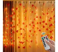 Générique Lumières d'Automne,Guirlande USB Feuilles d'Érable Branchement Prise - Décoration Fête 8 Modes pour Thanksgiving Halloween | Intérieur Extérieur Bureau Salon Chambre Mur Toutes