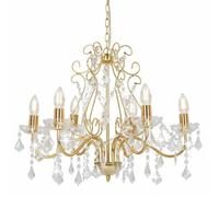 Générique Lustre avec Perles de Cristal Doré Rond 6 x E14,Maison & Jardin,Luminaires,Lampes,Or,3.38 KG,281603