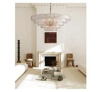 Générique Lustre moderne, Art déco 2-5 couches Murano LED à intensité variable lustre rond ovale lampes suspendues Suspension Luminaire Lampen for salon(Warm,120cm 5 layer)