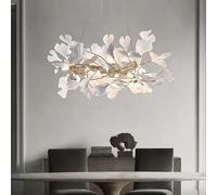 Générique Lustre Suspendu En Forme De Feuille Ginkgo, Design Moderne, Luminaire Décoratif Plafond, Idéal For Une Salle À Manger, Un Salon,Lampes suspendues(Warm light,Round 100cm)