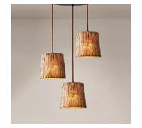 Générique Lustres, Lampes suspendues japonaises de style imitation bois, rétro chinois for restaurant et hôtel(Warm light,3 heads L42cm)