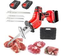 Générique Machine Scie Sabre sans Fil de Boucherie Polyvalent Durable Scies Alternatives électriques Scie à os de Boucher Portative avec Lames de Scie pour Couper la Viande Métal Bois,02,2 Batteries