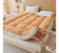 Générique Matelas De Sol Japonais, Matelas De Sol Moelleux Et Doux, Futon Portable Enroulable avec Sangle De Fixation élastique pour Dortoir(Yellow,90x200cm)