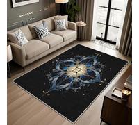Générique Médaillon Bleu Tapis Chambre 120x170 - Motif Symétrie Mystique Tapis à Poils Courts Doux Antidérapant - Lavable en Machine - pour Salon à Coucher Cuisine Salle à Manger G9m24j19