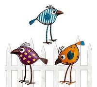 Générique Metal Birds for Garden 3 Piece Outdoor Fence Wall Art