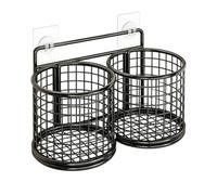 Générique Metal Space Saving Storage Kitchen Wall Shelves with Adhesive | Wall Basket Kitchen Accessories for Home Dorm Fruit Garlic Ginger Onion Food Pantry Cabinet Bathroom Farmhouse