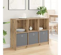 Générique Meuble d'appoint Moderne avec étagères spacieuses, Buffet chêne Artisanal 102 x 32 x 73,5 cm, Rangement pour Livres et décorations, poignées encastrées, Bois d'ingénierie,