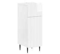 Générique Meuble de Rangement de Salle de Bain Blanc Brillant | Bois d'ingénierie résistant à l'humidité, tiroir et étagères, porte réversible, design mince, fixation murale