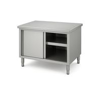 Générique Meuble Neutre INOX Central 1000x700x855 mm - Portes coulissantes - Cuisine Professionnelle