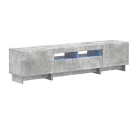 Générique Meuble TV 5 Pièces Gris Béton Bois d'Ingénierie LED | Bandes LED flexibles,porte réversible,bois d'ingénierie,rangement multimédia,fixation murale