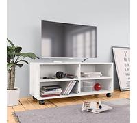 Générique Meuble TV avec roulettes Blanc 90x35x35 cm Bois d'ingénierie, Meubles, Meubles TV, Blanc, (Poids 16.59KG)