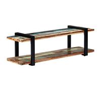 Générique Meuble TV Bois de Récupération Massif 130x40x40 cm | Style industriel, étagère inférieure, pieds en fer enduit de poudre, unique par ses grains de bois