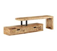 Générique Meuble TV Bois Massif Manguier 118-200 x 30 x 40 cm | Rangement spacieux, dessus pour affichage décoratif, style antique, livré avec instructions de montage
