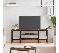 Générique Meuble TV Chene Fume 121x35x45 cm Bois Ingenierie Fer | Etageres Rangement, Facile Nettoyer, Support DVD Console Jeux, Industriel
