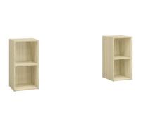 Générique Meuble TV Chene Sonoma 2 Compartiments 72x35x36.5 cm | Bois d'ingenierie, Rangement pour magazines et DVD, Placement horizontal ou vertical