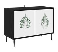 Générique Meuble TV HANAU 69 x 33 x 50,5 cm Chêne Noir Bois d'Ingénierie | Meuble multimédia, rangement DVD et consoles, pieds surélevés, motif décoratif, fixation murale incluse