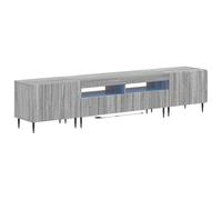 Générique Meuble TV LED 5 Pièces Sonoma Gris Bois d'Ingénierie | Style chic et pratique, bandes LED flexibles, portes réversibles, profil fin, fixation murale fournie