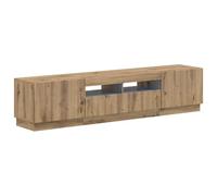 Générique Meuble TV LED HOORN 3 pc Chêne Bois d'Ingénierie Design Fin | 3 pièces,chêne artisanal,bois d'ingénierie,bandelettes LED,rangement multimédia,profil fin,portes réversibles,fixation murale