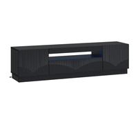 Générique Meuble TV LED Noir en Bois d'Ingénierie, Portes Réversibles | Bandes LED flexibles,portes à charnière 90°,rangement multimédia ordonné,profil fin,entretien au chiffon humide,fixation